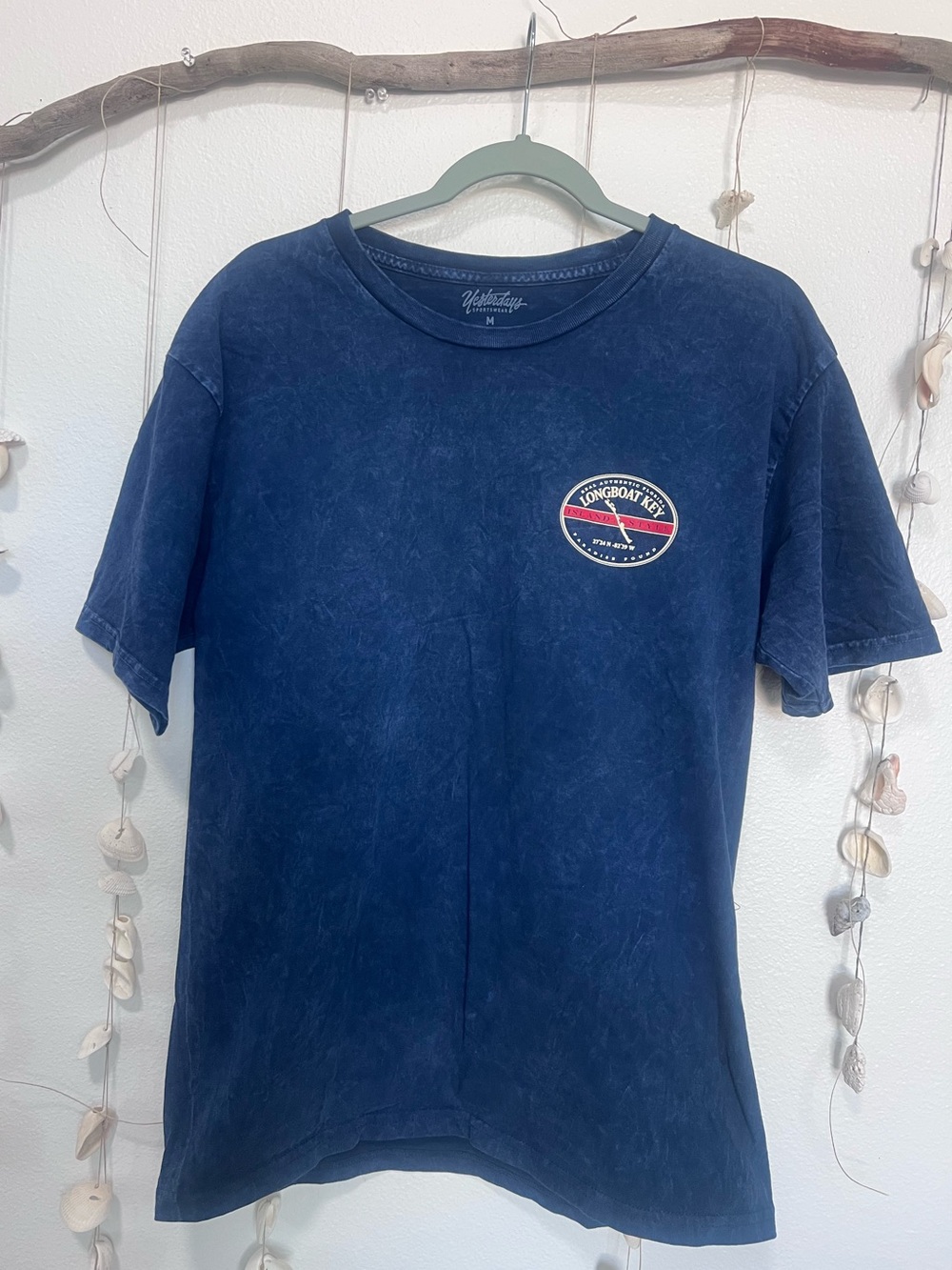 Yesterdays Sportswear Longboat Key Florida Mineral Wash T-Shirt Navy Blue Size M